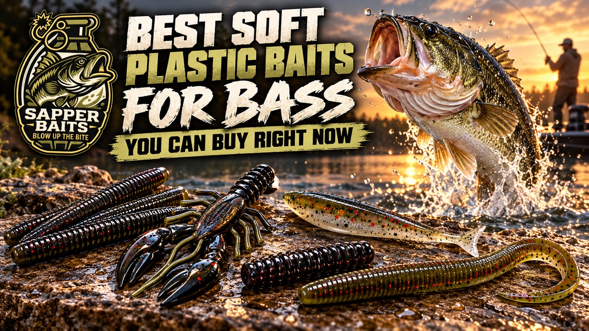 Best soft plastic baits for bass including worms, craws, jerkbaits, and finesse baits from Sapper Baits.