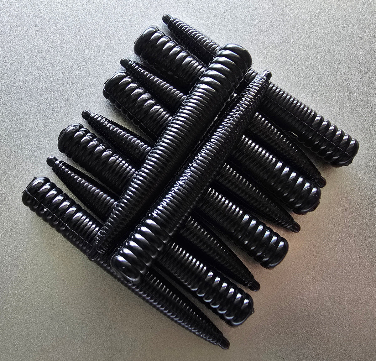 Sapper Baits Blackout Covert Ned soft plastic fishing bait in solid black, designed for finesse bass fishing and Ned rig presentations.