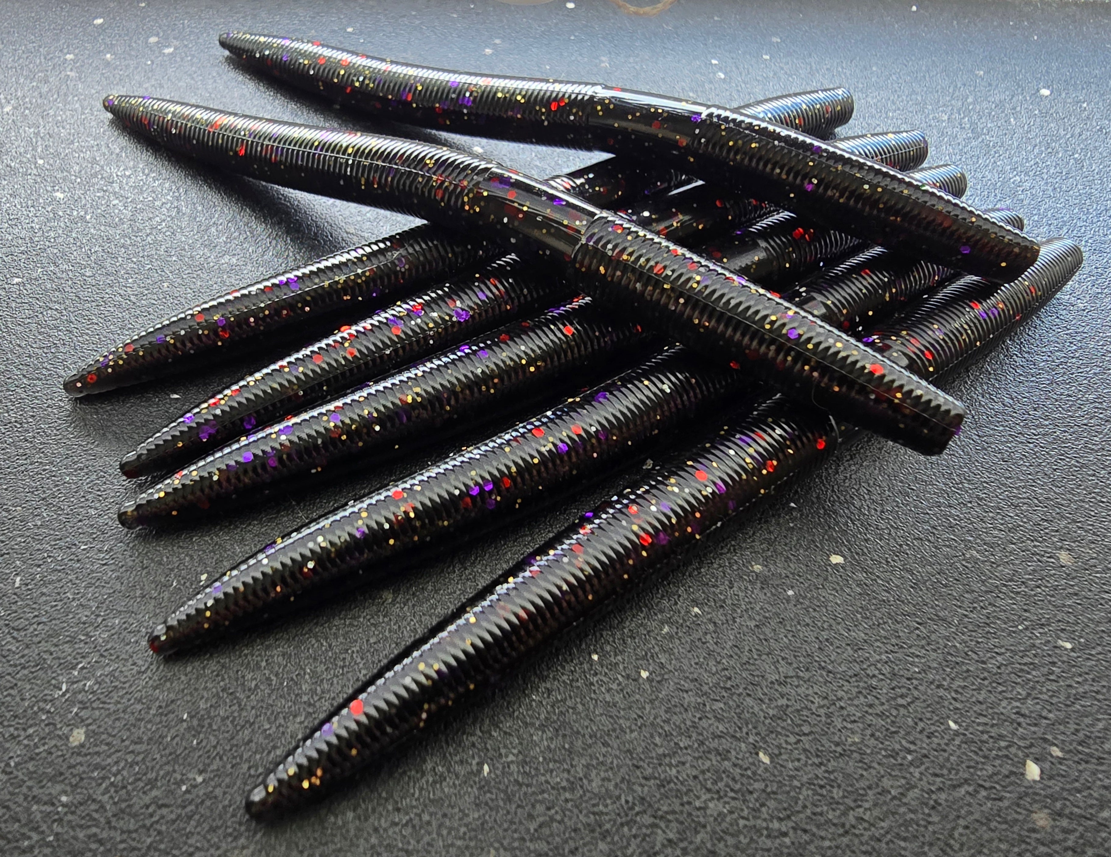 Black Sapper Stick with Purple, Red, Gold, Silver Flake